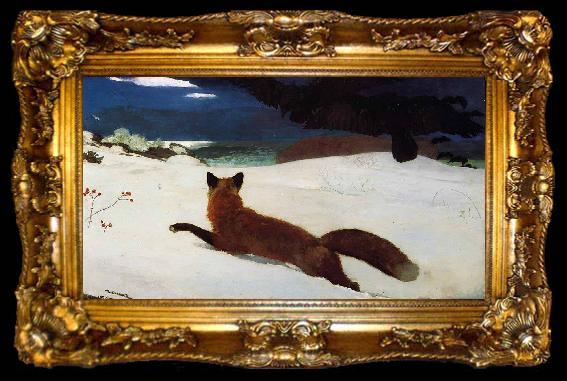 framed  Winslow Homer The Fox Hunt, ta009-2